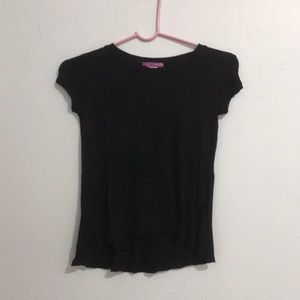 Aqua Black Short Sleeve Shirt High Low Size S